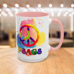 Colorful Peace Mug with Tie-Dye Design, Various Colors & Sizes