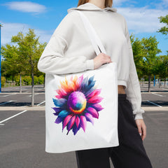 Vibrant Floral Tote Bag, Colorful Flower Design,