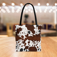 Chic Cow Print Tote Bag, Stylish Reusable Shopping Tote,