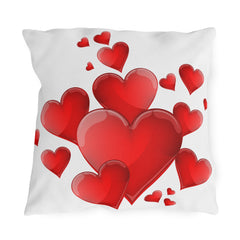 Outdoor Pillow – Red Heart Cluster Decorative Accent for Patio, Valentine’s Day & Romantic Decor