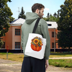 Autumn Floral Tote Bag, Pumpkin Harvest Bag,