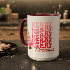 Pink Merry Merry Merry Christmas Mug