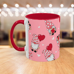 Valentine Gnome Coffee Mug — Pink Heart Pattern 11oz/15oz