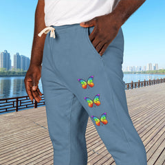 Rainbow Butterfly Fleece Sweatpants - Unisex Lounge Pants,