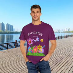 Cheerful Flower Graphic T-Shirt, Happiness Tee,