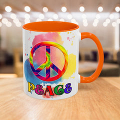 Colorful Peace Mug with Tie-Dye Design, Various Colors & Sizes