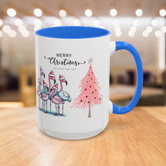 Colorful Holiday Mug, Christmas Flamingo Design