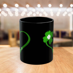 St. Patrick's Day Clover Heart Black Coffee Mug – Lucky Shamrock 11oz/15oz