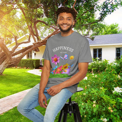 Cheerful Flower Graphic T-Shirt, Happiness Tee,