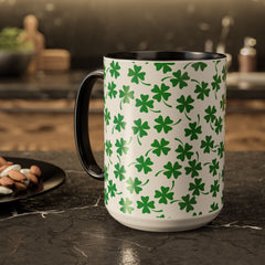 Shamrock Pattern Coffee Mug — St. Patrick’s Day Green Clover Ceramic Mug (11oz & 15oz)