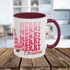 Pink Merry Merry Merry Christmas Mug