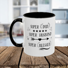 Super Dad Super Husband Super Blessed Coffee Mug — Father's Day Gift (11oz/15oz)