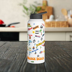 Orange Beach Water Bottle, Eco-Friendly Stainless Steel Hydration Flask,