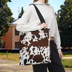 Chic Cow Print Tote Bag, Stylish Reusable Shopping Tote,