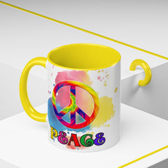 Colorful Peace Mug with Tie-Dye Design, Various Colors & Sizes
