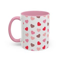 Heart Pattern Coffee Mug — Cute Pink & Red Hearts Ceramic Mug (11oz/15oz)