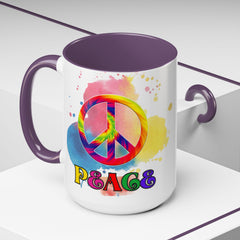 Colorful Peace Mug with Tie-Dye Design, Various Colors & Sizes