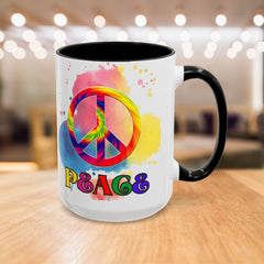Colorful Peace Mug with Tie-Dye Design, Various Colors & Sizes
