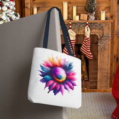 Vibrant Floral Tote Bag, Colorful Flower Design,