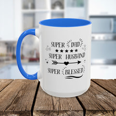 Super Dad Super Husband Super Blessed Coffee Mug — Father's Day Gift (11oz/15oz)