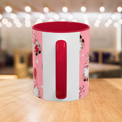 Valentine Gnome Coffee Mug — Pink Heart Pattern 11oz/15oz