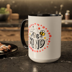 Be Kind Bee Mug — Floral Cute Inspirational Coffee Cup (11oz & 15oz)