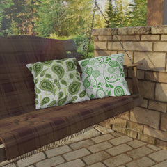 Reversible Pillow Green Paisley Design