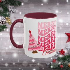 Pink Merry Merry Merry Christmas Mug