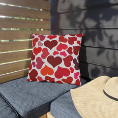 Heart Pattern Pillow — Red & Pink Valentine Patio Cushion