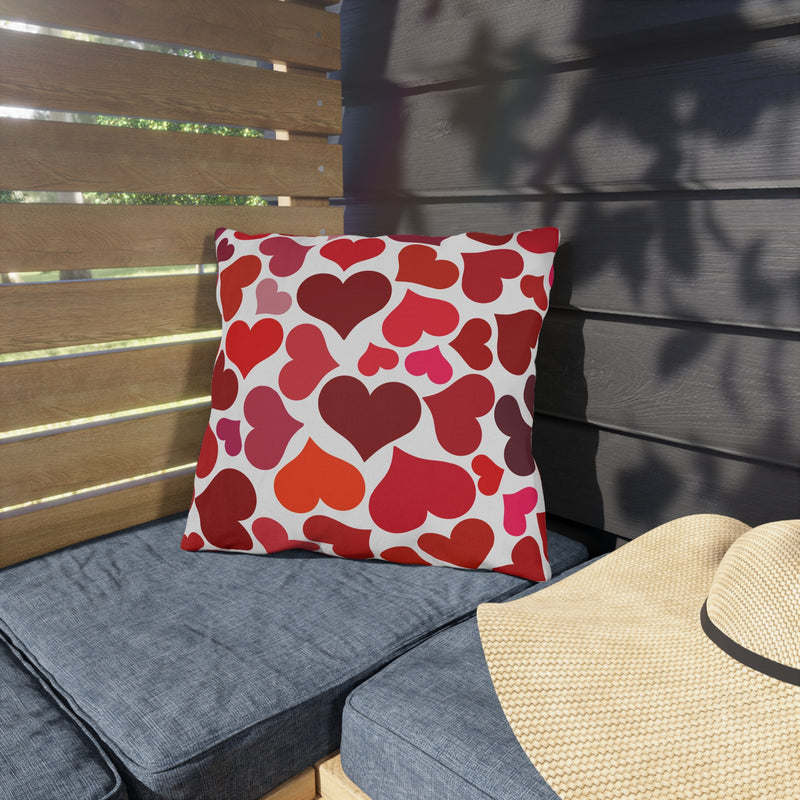 Heart Pattern Pillow — Red & Pink Valentine Patio Cushion
