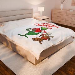 Merry Christmas Velveteen Plush Blanket