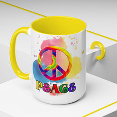 Colorful Peace Mug with Tie-Dye Design, Various Colors & Sizes