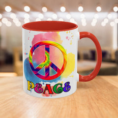 Colorful Peace Mug with Tie-Dye Design, Various Colors & Sizes