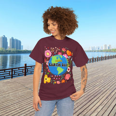 Earth Day Floral Tee — "Happy Earth Day" Graphic T-Shirt