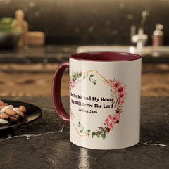 Joshua 24:15 Floral Faith Mug — "As for Me and My House, We Will Serve the Lord" (11oz/15oz)