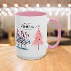 Colorful Holiday Mug, Christmas Flamingo Design