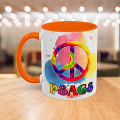 Colorful Peace Mug with Tie-Dye Design, Various Colors & Sizes