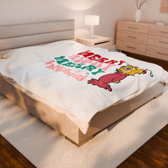 Cozy Christmas Velveteen Plush Blanket, Holiday Gift,