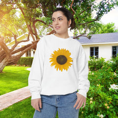 Sunflower Unisex Garment-Dyed Sweatshirt - Cozy Floral Pullover for Spring, Gifts, Stylish Casual Wear, Eco-Friendly Apparel