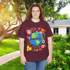 Earth Day Floral Tee — "Happy Earth Day" Graphic T-Shirt
