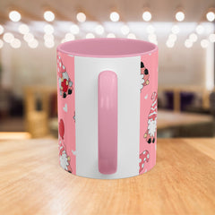 Valentine Gnome Coffee Mug — Pink Heart Pattern 11oz/15oz