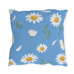 Reversible Light Blue Floral Daisies Pillow