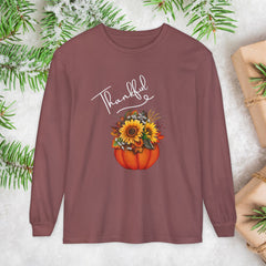 Thankful Floral Pumpkin Long Sleeve T-Shirt,