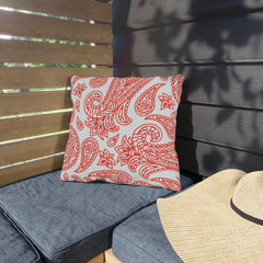 Reversible Red Paisley Outdoor Pillows
