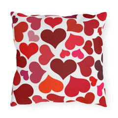 Heart Pattern Pillow — Red & Pink Valentine Patio Cushion