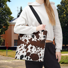 Chic Cow Print Tote Bag, Stylish Reusable Shopping Tote,
