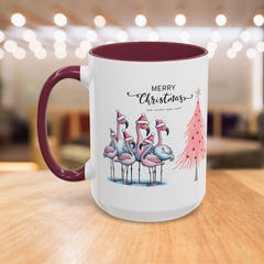 Colorful Holiday Mug, Christmas Flamingo Design