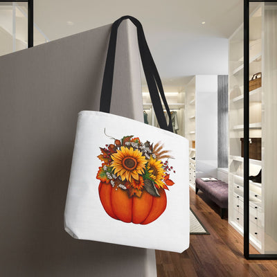 Autumn Floral Tote Bag, Pumpkin Harvest Bag,