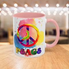 Colorful Peace Mug with Tie-Dye Design, Various Colors & Sizes