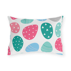Easter Egg Pattern Outdoor Pillow — Pastel Spring Patio Cushion